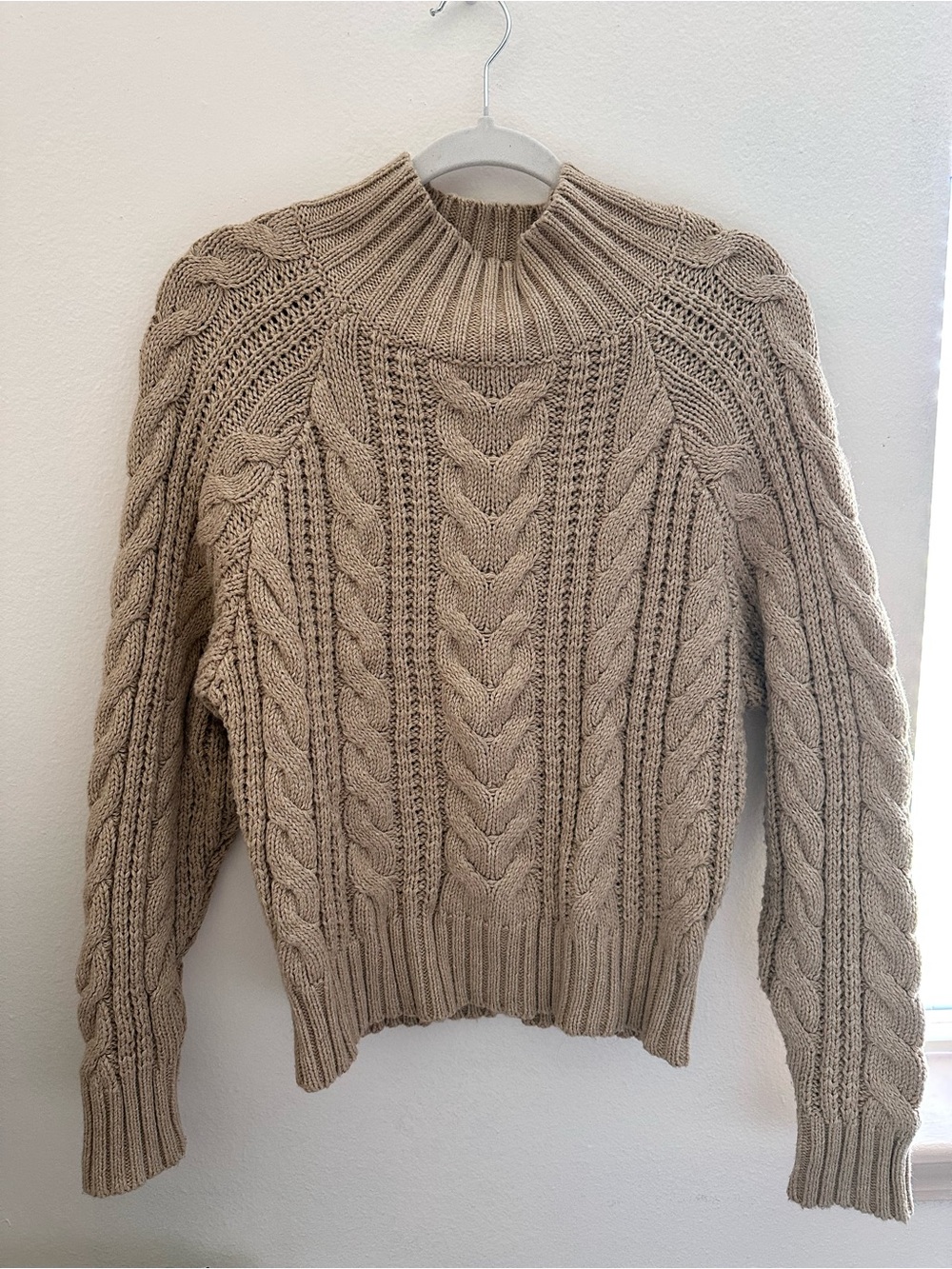 a new day Taupe Cable Knit Turtleneck Sweater